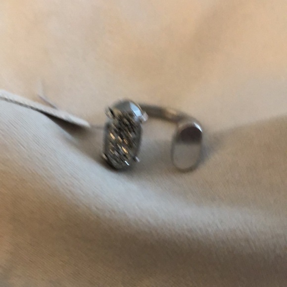 Kendra Scott Pryde Silver Tone Open Ring With Platinum Drusy Stone Size S/M NWT - Picture 11 of 11